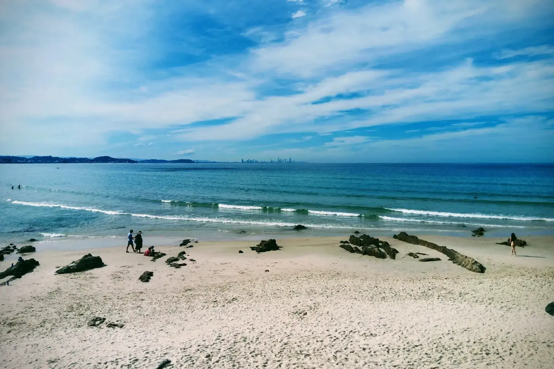 View of the Coral Sea at Coolangatta Beach Gold Coast