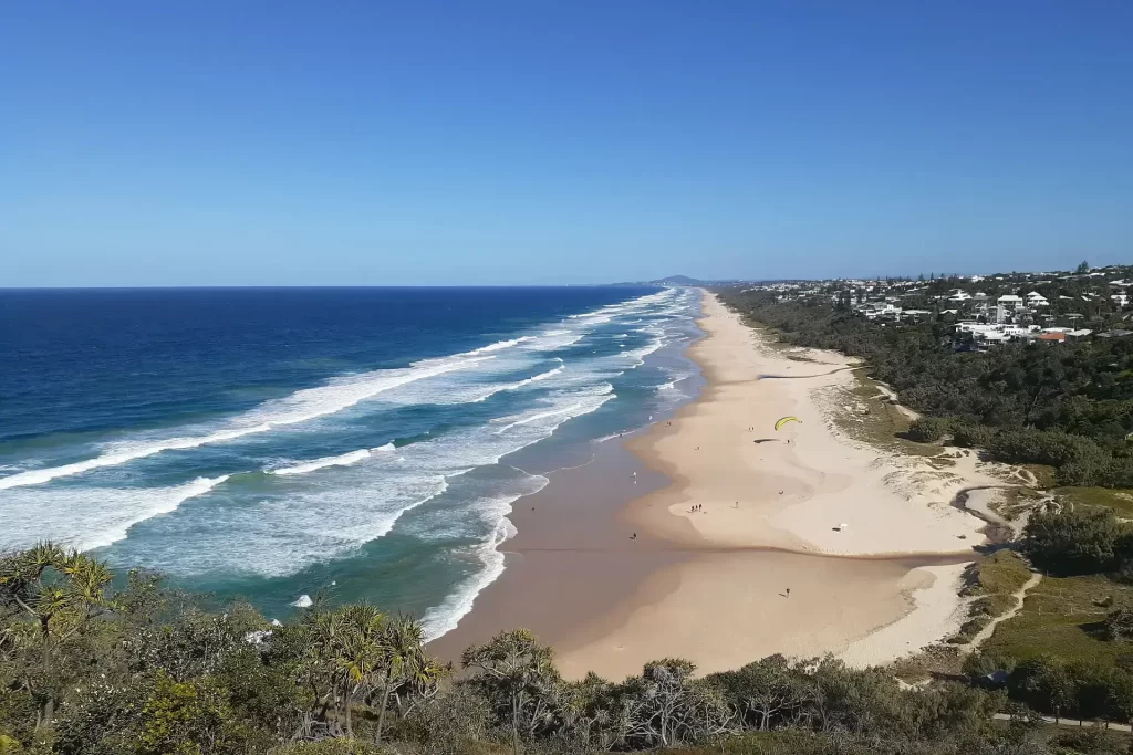 Extended view of Sunshine Beach on the Sunshine Coast in Queensland