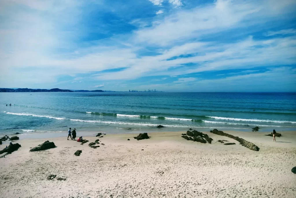 View of the Coral Sea at Kirra Beach Gold Coast QLD