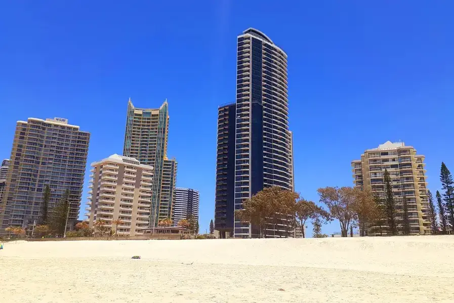 Gorgeous blue sky over the skyscrapers at Surfers Paradise Gold Coast QLD