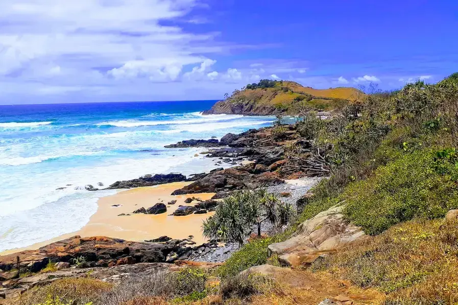 View of the Coolum Beach Coastline on the Sunshine Coast in Queensland