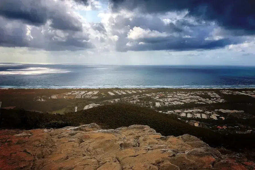 View of Coolum Beach from the atop Mount Coolum