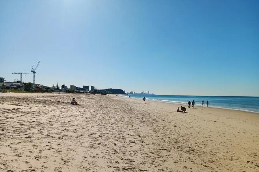 View of the sand at Palm Beach on the Gold Coast in Queensland