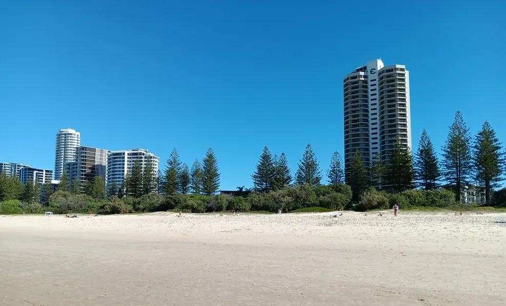 View of the high rises at Burleigh Heads Beach Gold Coast Queensland