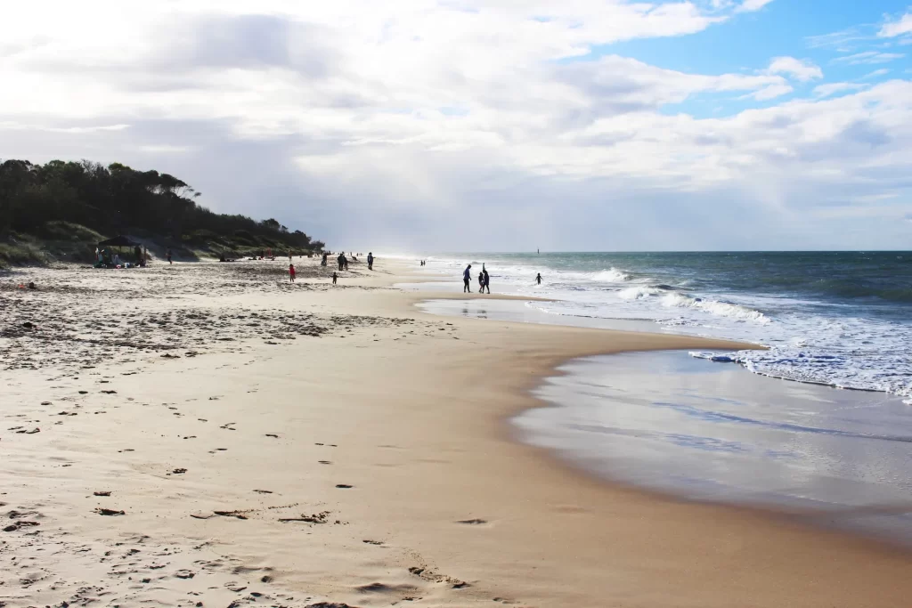 Beautiful full length view of a popular Bribie Island Beach