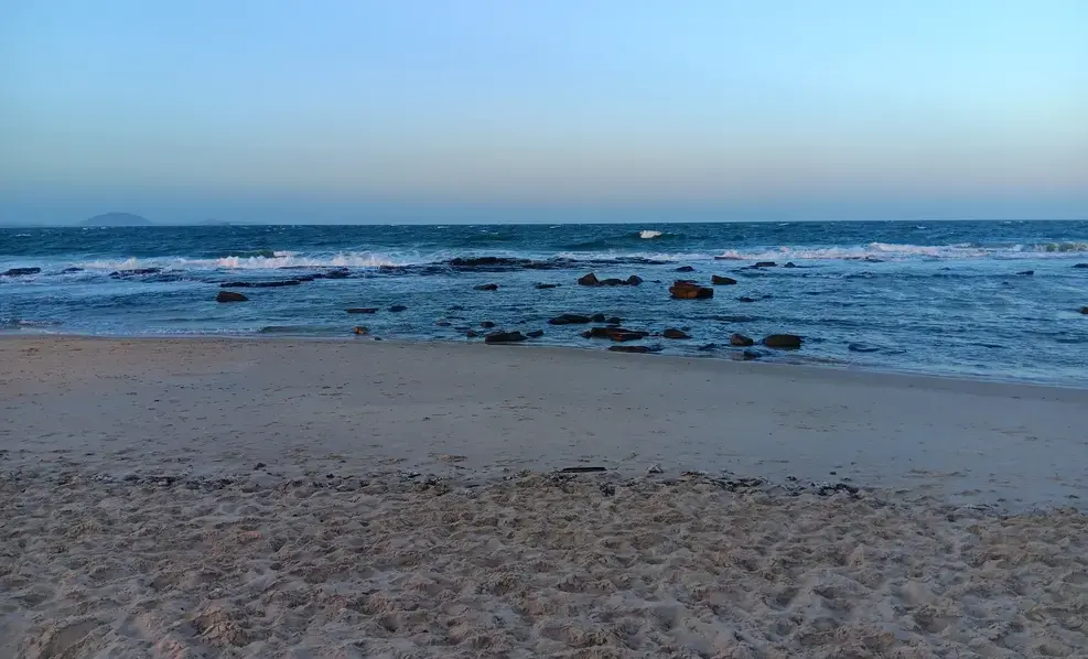 View of the rocks and Coral Sea at Point Cartwright Beach Sunshine Coast in Queensland