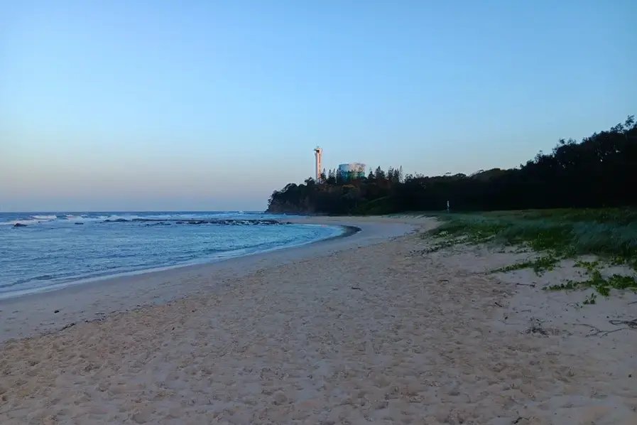 View of Point Cartwright Lighthouse from Point Cartwright Beach on the Sunshine Coast in Queensland