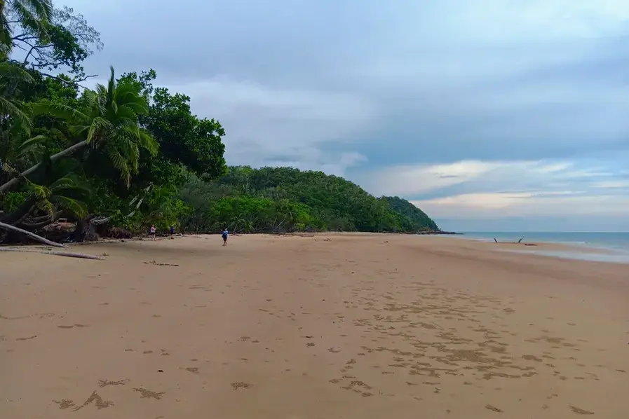 Person walking on the sand at Cow Bay Beach in Tropical North Queensland