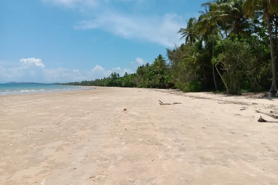 Full length view of Mission Beach in Tropical North Queensland