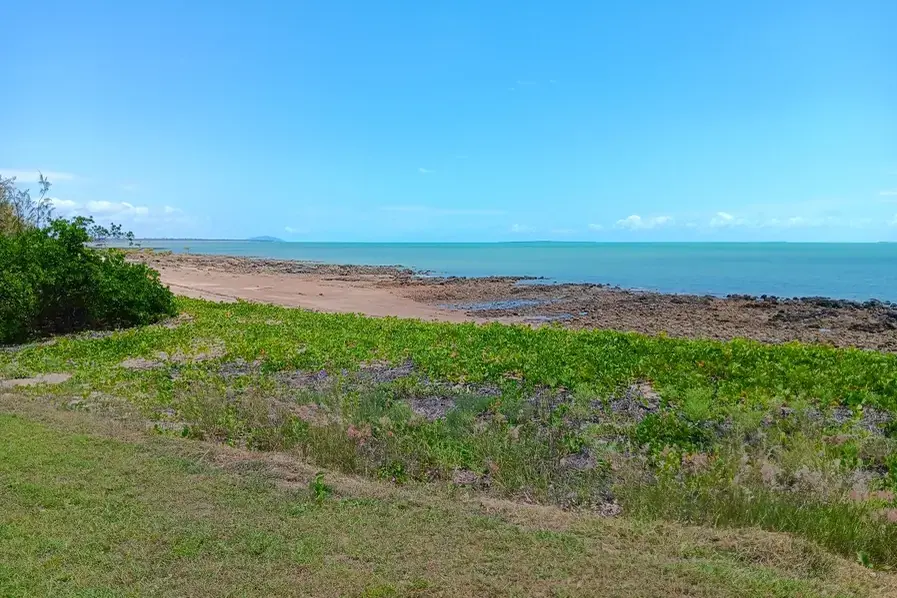 View of the Coral sea at Clairview Beach scene in Queensland