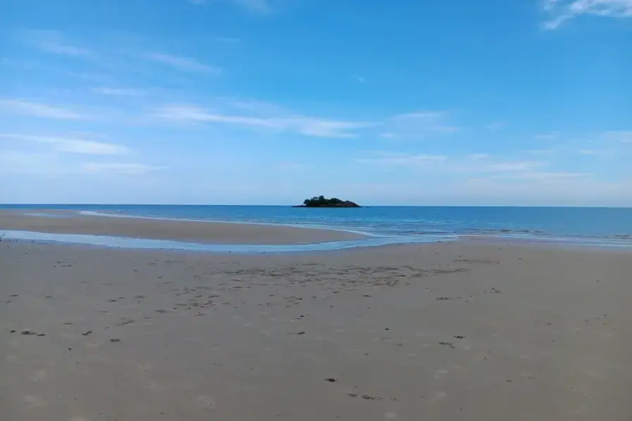 View of an island just off Thornton Beach in Tropical North Queensland