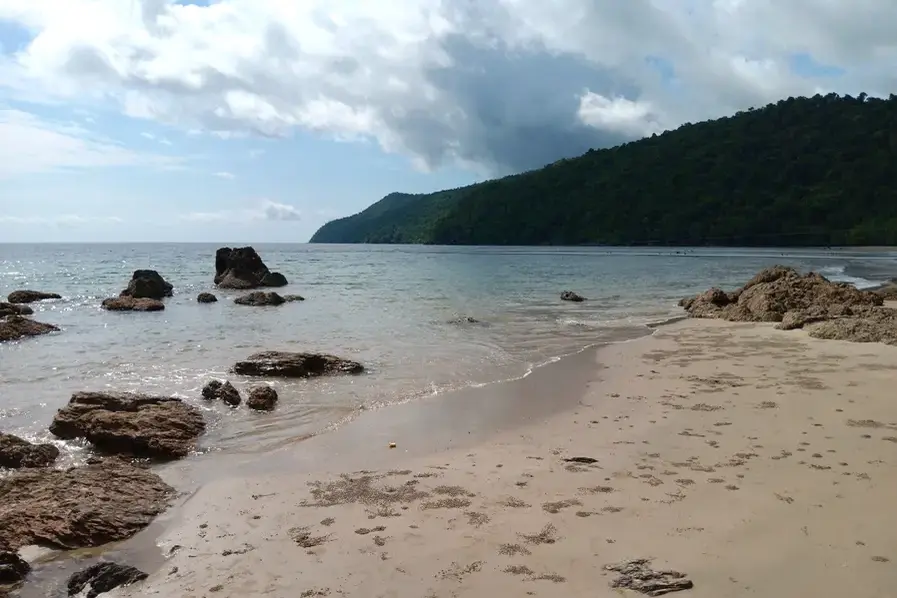 View of the Rocks and headland at Etty Bay in Tropical North Queensland